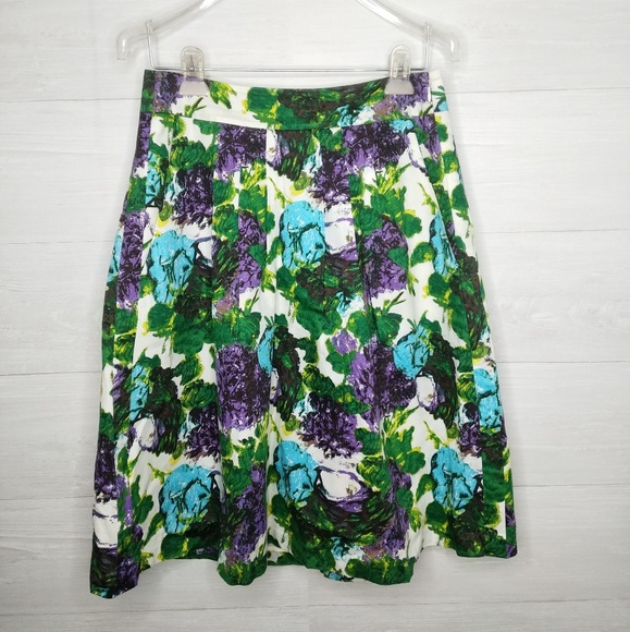 Ann Taylor Floral Midi Skirt with pockets size 4 - Picture 1 of 5
